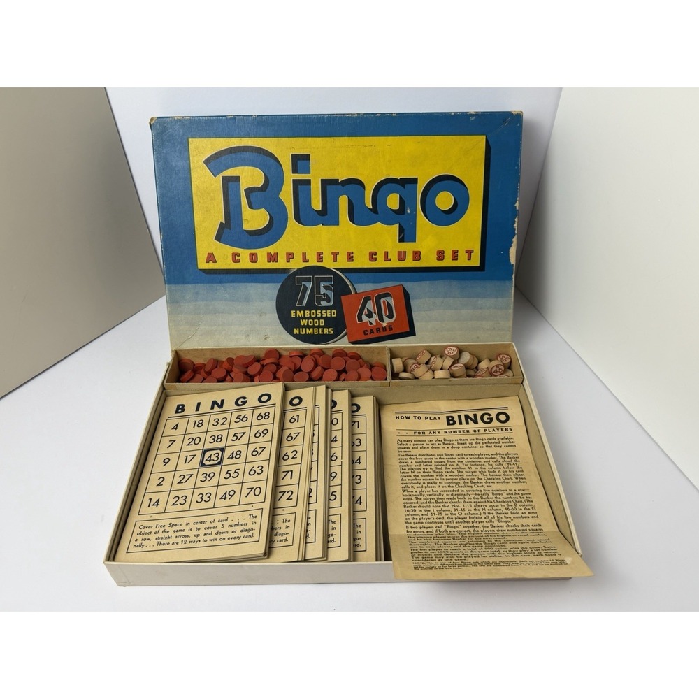 Bingo Complete Club Set Whitman Complete in Box RARE Vintage Board Game